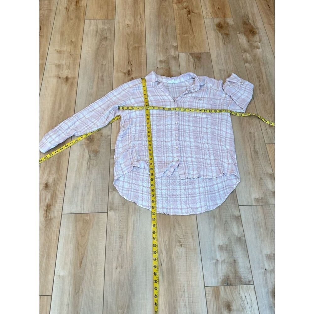 Jane + Delancey Crinkle Gauze Button Down Shirt Tunic Relaxed Fit Top Med - Picture 3 of 11